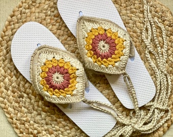 Sunburst Sandals, **digital PDF pattern only, NOT a finished product**, crochet sandals, crochet flip flops, crochet shoes