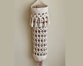 Crochet Bag Saver pattern, crochet kitchen and home decor, plastic bag holder, crochet bag