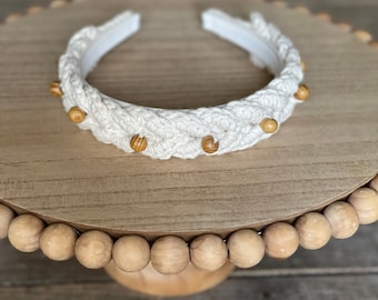 The Nexus Headband, **PDF crochet pattern only, NOT a finished product**, crochet boho headband, boho beaded headband pattern