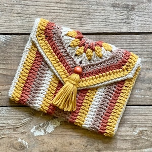 Sunburst Bag, **Digital pdf pattern only, NOT a finished product**, boho crochet bag, crochet clutch, crochet purse, crossbody bag