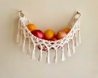 crochet fruit hammock pattern, mini hammock, boho crochet decor, produce hammock, RV living, tiny home living