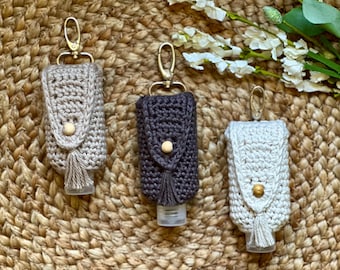 Crochet hand santizer holder for a 2 ounce bottle, hand sanitizer cozy, clip on style