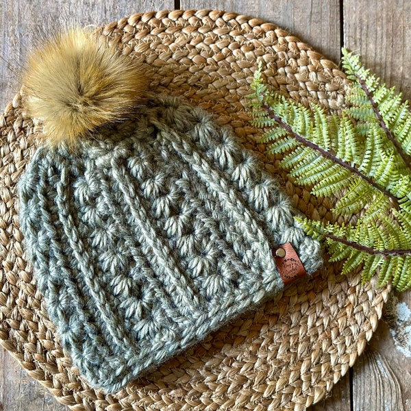 Star Stitch Crochet Hat Pattern, Chunky Hat, Winter Hat, Winter Toque, Crochet Beanie, **PDF pattern only, NOT a finished product**