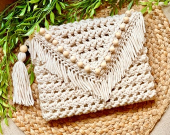 The Coco Clutch, **PDF pattern only, NOT a finished product**, crochet pattern, crochet clutch, faux macrame, crochet bag, purse