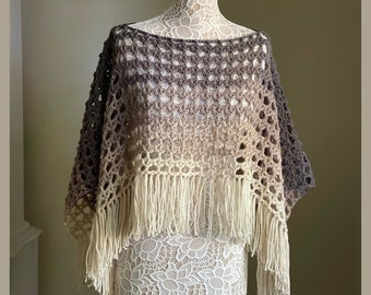 The Gemini Poncho, **PDF crochet pattern only, NOT a finished item**, crochet poncho pattern, crochet shawl, wrap