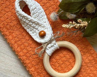 Crochet Towel Ring, Towel Topper, Kitchen Towel Holder, Wrap Around Towel Topper