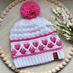 Gehäkelte Herz-Hut, Herz-Mütze, Herz-Toque, Valentinstag häkeln Hut-Muster