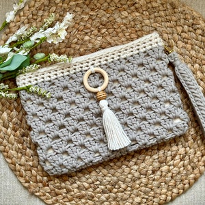 Patrón de pulsera boho de ganchillo, embrague de puntada de abuela, embrague de ganchillo