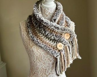 Crochet Cowl Pattern, neck warmer, chunky scarf, boho scarf