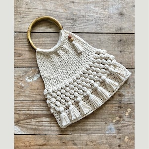 Boho Blossom Bag, **PDF crochet pattern only, NOT a finished product**, boho crochet bag, faux macrame bag, crochet handbag