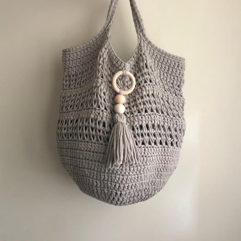 Mesh Market Bag, PDF Pattern, not a finished product, crochet market bag, summer bag, boho bag, modern bag pattern image 1