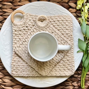 Trendy onderzetterset, **alleen pdf-bestand, GEEN afgewerkt product**, gehaakte onderzetter, gehaakte hot pad, onderzetter, mokkleed, ovenkussen