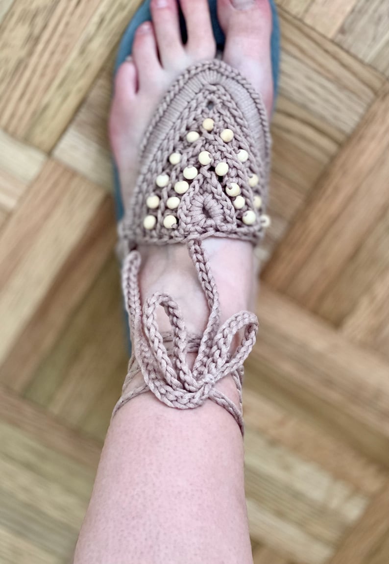 Sadie Sandals, PDF pattern only, NOT a finished product, crochet shoes, sandals, beaded sandals, crochet flip flops image 4