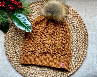 The Braided Arrow Beanie, **PDF pattern only, NOT a finished product**, crochet hat pattern, modern crochet pattern