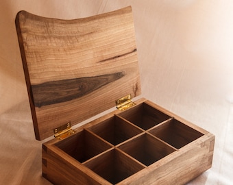 Rustic Handmade Wooden Tea Box Holder - Peacock Design, Two ...