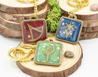 FFXIV Job Locket Style Keychain Final Fantasy XIV, Job Stone FF14 Keychain FF14, Gift for Gamers