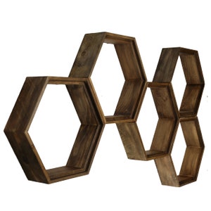 Hexagon Shelves - Wood Honeycomb Shelves - Geometric Shelves - Honeycomb Shelf