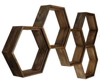 Hexagon Shelves - Wood Honeycomb Shelves - Geometric Shelves - Honeycomb Shelf