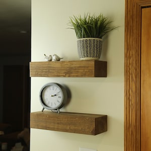 Easy Mount Wood Floating Shelves - Reclaimed Wood Shelf - Industrial Rustic Floating Shelf