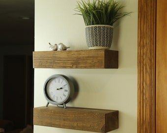 Easy Mount Wood Floating Shelves - Reclaimed Wood Shelf - Industrial Rustic Floating Shelf