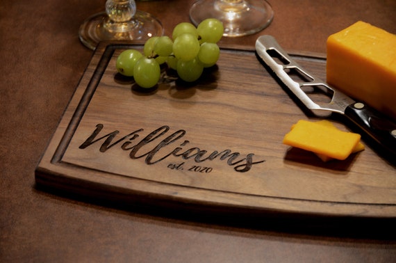 Housewarming Gift Etched Walnut Cutting Board Closing Gift --23505-RSB3-002 Personalized Engraved Gift Basket Customized Coasters