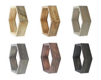 Unique Shelves - Hexagon Shelf - Wood Honeycomb Shelves - Geometric Shelves