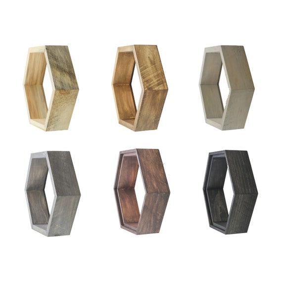 Unique Shelves - Hexagon Shelf - Wood Honeycomb Shelves - Geometric Shelves