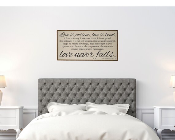 Bible Verse Wall Art Love Is Patient Love Is Kind Sign Etsy