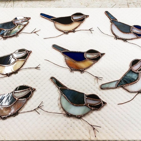 Stained Glass Chickadees