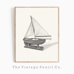 Vintage Sailboat Nursery Print Boy Wall Art Decor Printable Sailboat Art Boys Room Print Nautical Theme Nursery Art Digital Sailboat Print