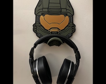3D Printed Custom Unique Halo Master Chief Headset Holder: Epic Wall-Mounted Organizer for Gaming Fans