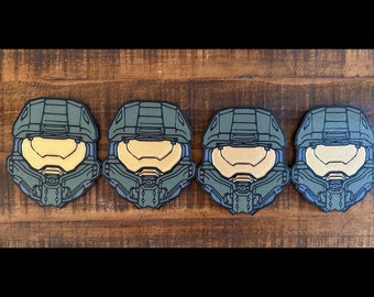 Posavasos personalizados de ciencia ficción de Halo con el casco del Jefe Maestro impresos en 3D - Epic Gamer Drinkware