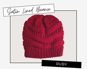 Ruby Satin Lined Knit Beanie