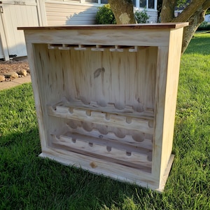 Wood Wine Cabinet - Wine Glass Rack - Wine Bottle Holder - Wooden Wine Cabinet - Handmade Wood Cabinet - Local Pick Up or Delivery Only