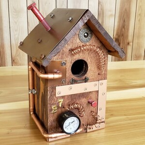 Birdhouse - Steampunk Birdhouse - Wood Birdhouse - Recycled Wood