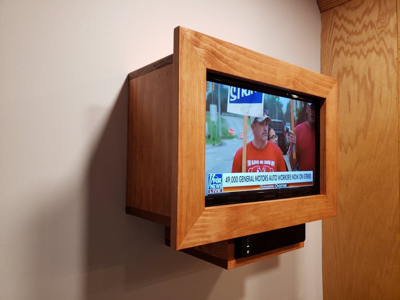 Wood tv Console Wooden tv Wall Mount Custom tv Wall Frame Etsy