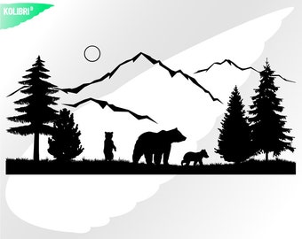 Free Free 258 Silhouette Bear Mountain Svg SVG PNG EPS DXF File