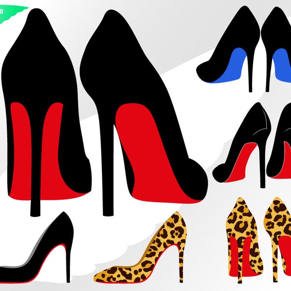 High heels svg – Red sole svg – High heels clipart – Stiletto svg – Woman shoes svg – Leopard Heel svg – eps, png, dxf, pdf, svg for cricut