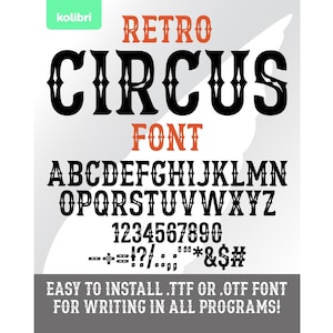Circus font svg – Circus svg – Carnival svg – Alphabet letters svg – Installable font ttf otf – eps, png, dxf pdf, svg for cricut, procreate