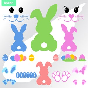 Svg de lapin de Pâques - Svg de Pâques - Svg de lapin - Svg de lapin - Svg de visage - Svg d'oeuf de Pâques - Svg de paquet de Pâques - eps, png, dxf, pdf, svg pour cricut