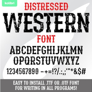 Western-Schrift – Cowboy Schrift – Distressed Schrift – Grunge Buchstaben svg – Montierbare Schrift ttf, otf – eps, png, dxf pdf, svg für Cricut, procreate