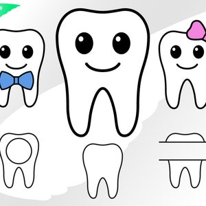 Zahn Svg – Fee Zahn Clipart – süße Baby Zahn Svg – Rahmen Zähne Svg – Zahnarzt Svg – junge Mädchen Svg – Eps, Png, Dxf, pdf, Svg für Cricut