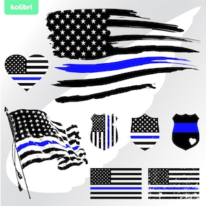 Police flag svg – Police svg – Police clipart – Officer flag clipart – US flag svg – Police badge svg – eps, png, dxf, pdf, svg for cricut