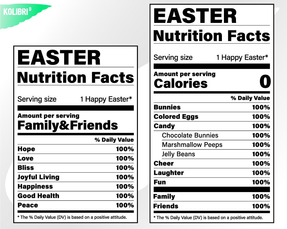 Easter svg Nutrition facts svg Nutrition svg Easter Etsy