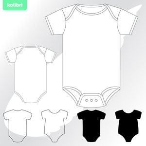 Svg - Body bébé svg - modèle svg grenouillère bébé - clipart grenouillère bébé - maquette grenouillère bébé - eps, png, dxf, pdf, svg pour cricut