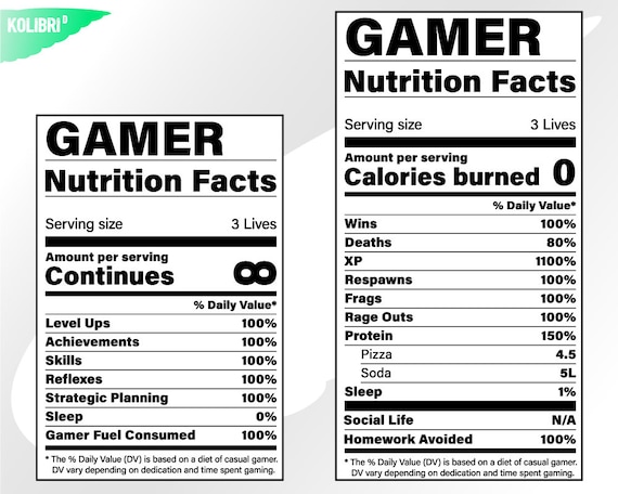 Gamer Svg Console Games Svg Nutrition Facts Svg - Etsy