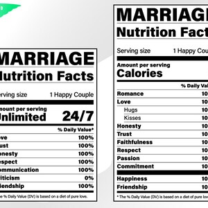 nutrition facts marriage svg