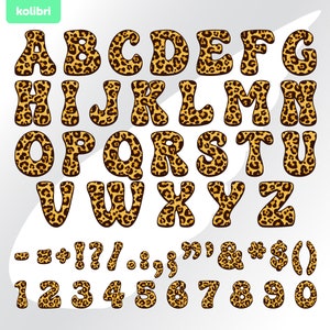 Groovy leopard letters svg - Leopard svg - Patrón de letras svg - Leopard png - Alphabet groovy font - eps, png, dxf, pdf, svg para cricut