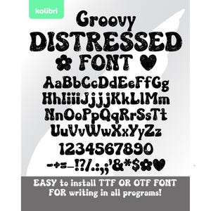 Groovy distressed font – Distressed svg – Retro groovy font – Letters svg – Installable font ttf otf – eps png dxf pdf svg cricut, procreate