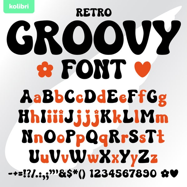 Groovy font svg – Retro font svg – Vintage svg – Alphabet groovy letters – Installable font ttf, otf – eps png dxf pdf svg cricut, procreate